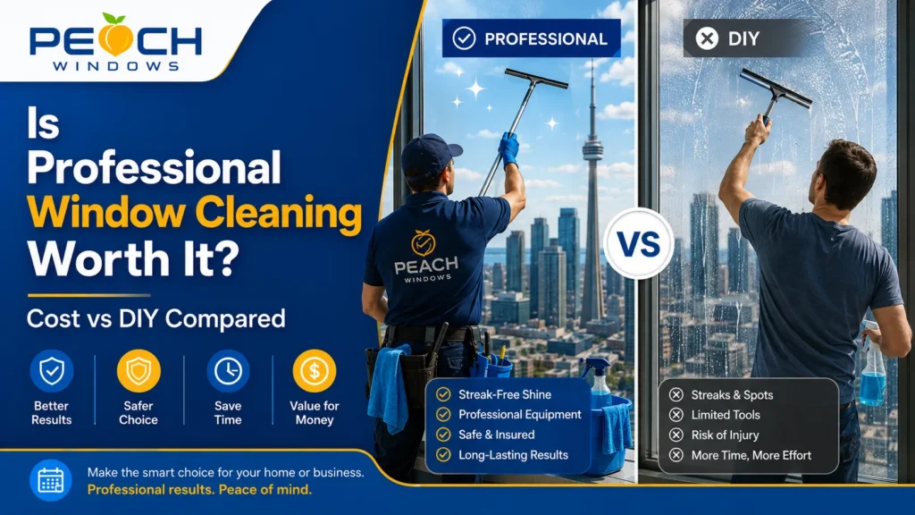 professional window cleaning worth it, window cleaning cost vs DIY, should I hire a window cleaner, DIY window cleaning vs professional, window cleaning GTA, window washing cost Canada