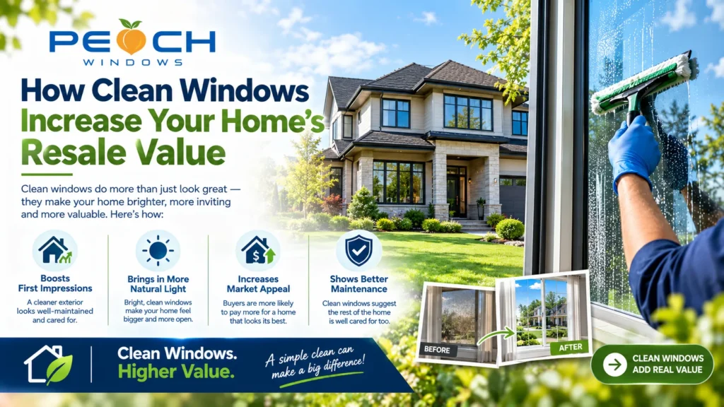 window cleaning, professional window cleaning, pre-listing window cleaning, window cleaning before selling, home resale value, increase home resale value, home selling tips, real estate window cleaning, real estate photography, curb appeal, home staging, natural light, clean windows, residential window cleaning, exterior window cleaning, interior window cleaning, hard water stain removal, window screens cleaning, window frames cleaning, window tracks cleaning, pre-sale home preparation, preparing home for sale, home maintenance, property presentation, real estate preparation, GTA window cleaning, Greater Toronto Area window cleaning, Toronto window cleaning, Peach Windows